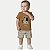 CONJUNTO VERÃO ALAKAZOO BERMUDA E CAMISETA MANGA CURTA MISTO MARROM MASCULINO INFANTIL - Imagem 1