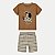 CONJUNTO VERÃO ALAKAZOO BERMUDA E CAMISETA MANGA CURTA MISTO MARROM MASCULINO INFANTIL - Imagem 2
