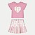 CONJUNTO VERÃO ALAKAZOO SAIA E BLUSA MANGA CURTA MALHA ROSA FEMININO INFANTIL - Imagem 1