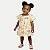 VESTIDO ALAKAZOO MANGA CURTA ALGODÃO E ELASTANO ESTAMPADO CREME FEMININO INFANTIL - Imagem 1