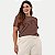BLUSA LUNENDER MANGA CURTA MISTO BORDADO MARROM FEMININO ADULTO - Imagem 1