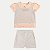 CONJUNTO VERÃO ANGERO SHORT E BLUSA MANGA CURTA MALHA BEGE FEMININO INFANTIL - Imagem 1
