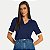 BLUSA DOCE TRAMA MANGA CURTA VICOLAYCRA AZUL MARINHO FEMININO ADULTO - Imagem 1