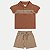 CONJUNTO VERÃO ANGERO BERMUDA E POLO MANGA CURTA MALHA BEGE MASCULINO INFANTIL - Imagem 1