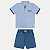 CONJUNTO VERÃO ANGERO BERMUDA E POLO MANGA CURTA MALHA AZUL PASTEL MASCULINO INFANTIL - Imagem 1
