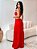 Vestido Longo com Recorte e Alcinha Vermelho e Branco - Imagem 2