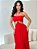 Vestido Longo com Recorte e Alcinha Vermelho e Branco - Imagem 1