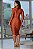 Vestido Midi Justo em Poliamida Acetinada com Recorte Dourado - Imagem 5