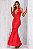 Vestido Longo Vermelho Decote Profundo Drapeado - Imagem 1