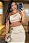 Conjunto Feminino Nude Top Assimétrico e Saia Longa - Imagem 3