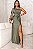 Vestido Longo Drapeado Um Ombro com Fenda - Imagem 1