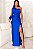 Vestido Longo Drapeado Um Ombro com Fenda - Imagem 4