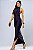 Vestido Longo Feminino Gola Alta com Fenda - Imagem 1