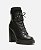 Bota Preta Couro Cano Curto Amarração Knit - Imagem 2