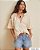 Blusa Morena Rosa Decote V Alça Com Amarração Bege - Imagem 1