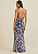 Vestido Morena Rosa Longo Decote V Canaleta Cintura Azul - Imagem 4