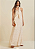 Vestido Morena Rosa Longo Decote Reto Com Faixa Cru - Imagem 2