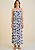Vestido Morena Rosa Midi Decote Reto Com Cinto Azul Marinho - Imagem 2