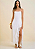 Vestido Morena Rosa Midi Decote Reto Abertura Frente Off White - Imagem 1