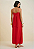 Vestido Morena Rosa Longo Decote Reto Detalhe Frente Vermelho - Imagem 4