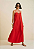 Vestido Morena Rosa Longo Decote Reto Detalhe Frente Vermelho - Imagem 1
