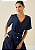 Blusa Maria.Valentina Decote V Manga Curta Detalhe Trançado Jeans - Imagem 1