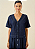Blusa Maria.Valentina Decote V Manga Curta Detalhe Trançado Jeans - Imagem 2