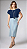 Blusa Maria.Valentina Decote Redondo Manga Curta Com Colar Azul Marinho - Imagem 2