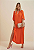 Vestido Morena Rosa Midi Decote Redondo Com Faixa Laranja - Imagem 1