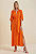 Vestido Morena Rosa Midi Decote Redondo Com Faixa Laranja - Imagem 2