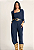 Calca Zinco Pantalona Cós Alto Bolso Faca Azul - Imagem 1