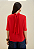 Blusa Morena Rosa Solta Gola Alta Manga Curta Padrão Vermelho - Imagem 4