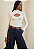 Blusa Morena Rosa Ajustada Gola Alta Manga Longa Padrão Off White - Imagem 1