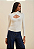 Blusa Morena Rosa Ajustada Gola Alta Manga Longa Padrão Off White - Imagem 2