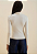 Blusa Morena Rosa Ajustada Gola Alta Manga Longa Padrão Off White - Imagem 4