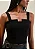 Regata Morena Rosa Ajustada Decote Quadrado Cropped Preto - Imagem 3