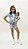 Conjunto de Bermuda Moletinho Azul Aplique Xô Mau Olhado Kids e Vestido Boneca - Imagem 4