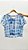 T-Shirt Cropped Meia Malha Azul Detalhe aplique Xô Mau Olhado - Imagem 2