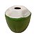 Coco Cerâmica Verde Com Bege Decorativo Festa Vaso Cachepot - Imagem 1