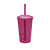 Copo Fest Twister Tampa E Canudo Rosa Fluor 400ml Plástico - Imagem 1