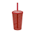 Copo Fest Twister Tampa E Canudo Vermelho 400ml Plástico - Imagem 1