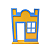 Casa Da Vila Festa Junina Mod2 Amarelo Com Azul Placa MDF - Imagem 1