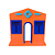 Casa Da Vila Festa Junina Mod3 Laranja Com Azul Decorativa - Imagem 1