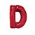 Letra D 16" 41cm Vermelha Metalizado C/Vareta Não Flutua - Imagem 1