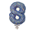 Balão 7" Número 8 Azul Metalizado C/Vareta Decoração - Imagem 1