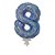 Balão 7" Número 8 Azul Metalizado C/Vareta Decoração - Imagem 1