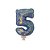 Balão 7" Número 5 Azul Metalizado C/Vareta Decoração - Imagem 1