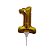 Balão 7" Número 1 Dourado Metalizado C/Vareta Decoração - Imagem 1