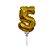 Balão 7" Número 5 Dourado Metalizado C/Vareta Decoração - Imagem 2
