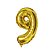 Número 9 Balão Metalizado Dourado 16" 40Cm Decoração - Imagem 2